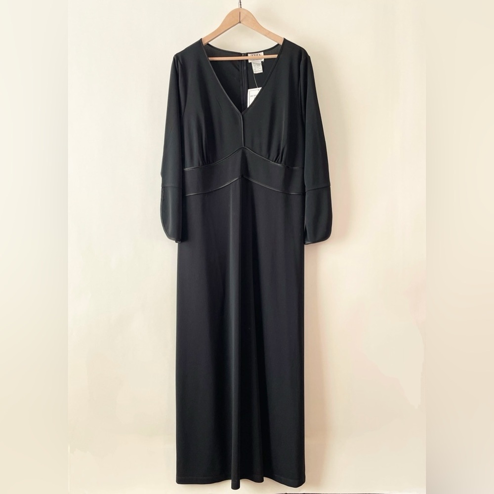 Vintage TBD Black Full Length A-line Dress w/ Long Sleeve Size 24W